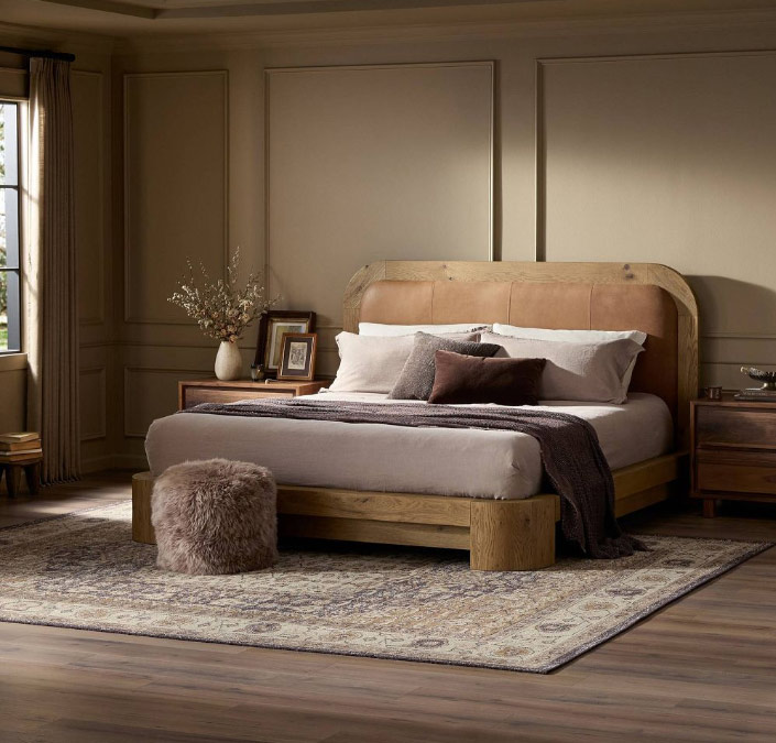 Monterra Leather Wood Bed