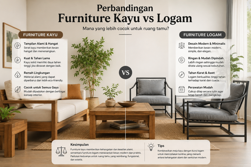 Furniture Kayu vs Logam
